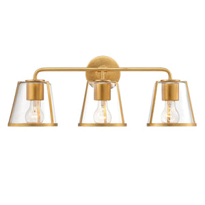 Fulton 3 Light Antique Gold Bathroom Vanity FUL-913-GA-CL
