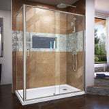 DreamLine Flex 34 1/2 in. D x 50-54 in. W x 72 in. H Semi-Frameless Pivot Shower Enclosure in Brushed Nickel