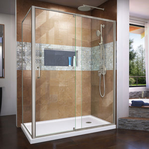 DreamLine Flex 34 1/2 in. D x 50-54 in. W x 72 in. H Semi-Frameless Pivot Shower Enclosure in Brushed Nickel