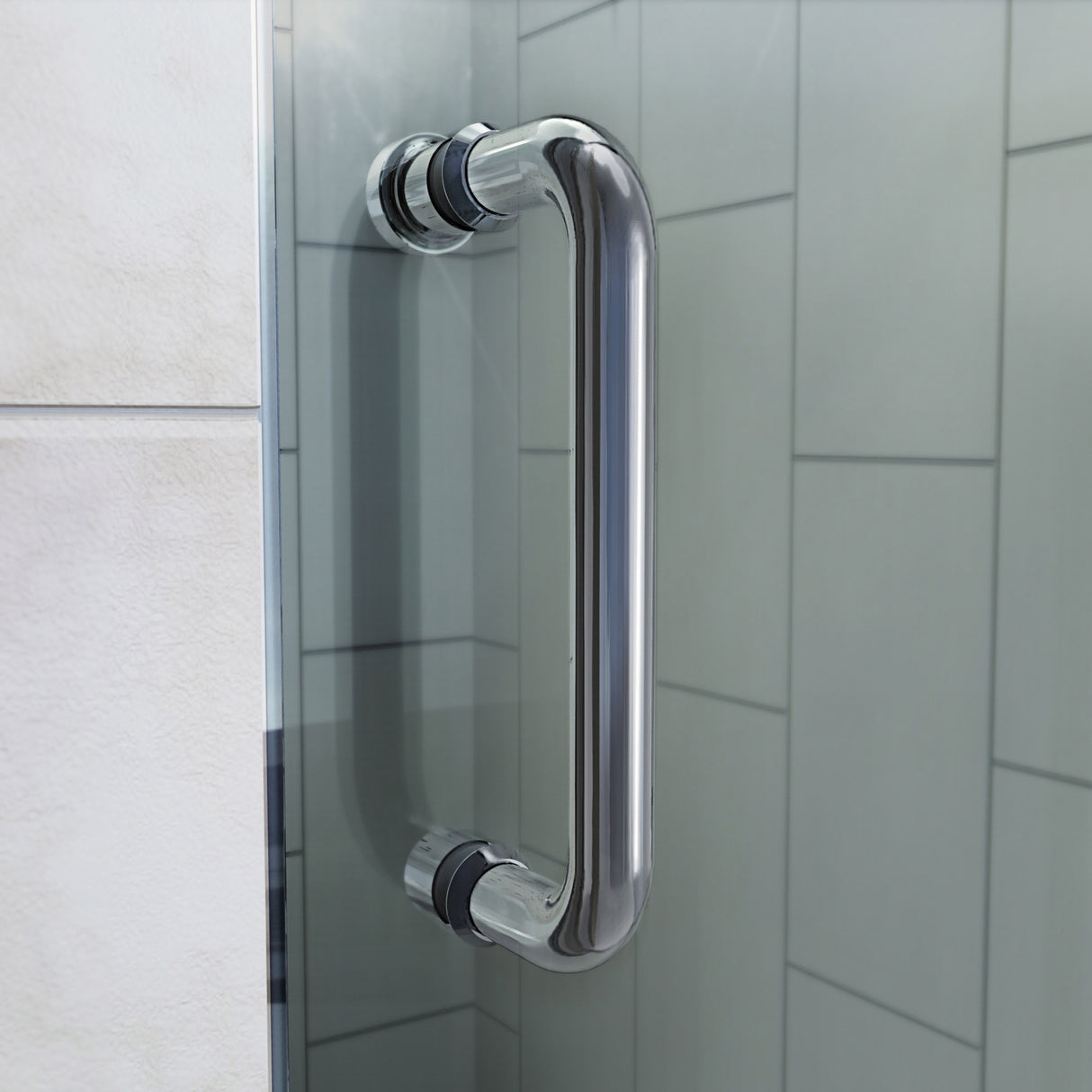 DreamLine Flex 32 in. D x 32 in. W x 76 3/4 in. H Semi-Frameless Shower Door in Chrome with White Base and Wall Kit