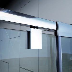 DreamLine Flex 36 in. D x 36 in. W x 74 3/4 in. H Semi-Frameless Pivot Shower Door in Chrome with Center Drain Biscuit Base