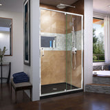 DreamLine Flex 32 in. D x 42 in. W x 74 3/4 in. H Semi-Frameless Pivot Shower Door in Chrome with Center Drain Black Base Kit