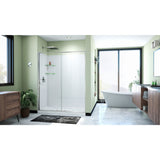 DreamLine Flex 36 in. D x 60 in. W x 78 3/4 in. H Pivot Shower Door, Base, and White Wall Kit in Chrome