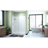 DreamLine Flex 34 in. D x 60 in. W x 78 3/4 in. H Pivot Shower Door, Base, and White Wall Kit in Brushed Nickel