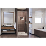 DreamLine Flex 36 in. D x 36 in. W x 74 3/4 in. H Semi-Frameless Pivot Shower Door in Brushed Nickel and Center Drain Biscuit Base
