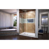 DreamLine Flex 32 in. D x 60 in. W x 74 3/4 in. H Semi-Frameless Shower Door in Brushed Nickel with Left Drain White Base Kit