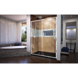 DreamLine Flex 36 in. D x 60 in. W x 74 3/4 in. H Semi-Frameless Pivot Shower Door in Chrome with Left Drain Black Base Kit