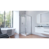 DreamLine Flex 32 in. D x 32 in. W x 78 3/4 in. H Pivot Shower Enclosure, Base, and White Wall Kit in Chrome