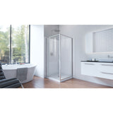 DreamLine Flex 36 in. D x 36 in. W x 78 3/4 in. H Pivot Shower Enclosure, Base, and White Wall Kit in Brushed Nickel