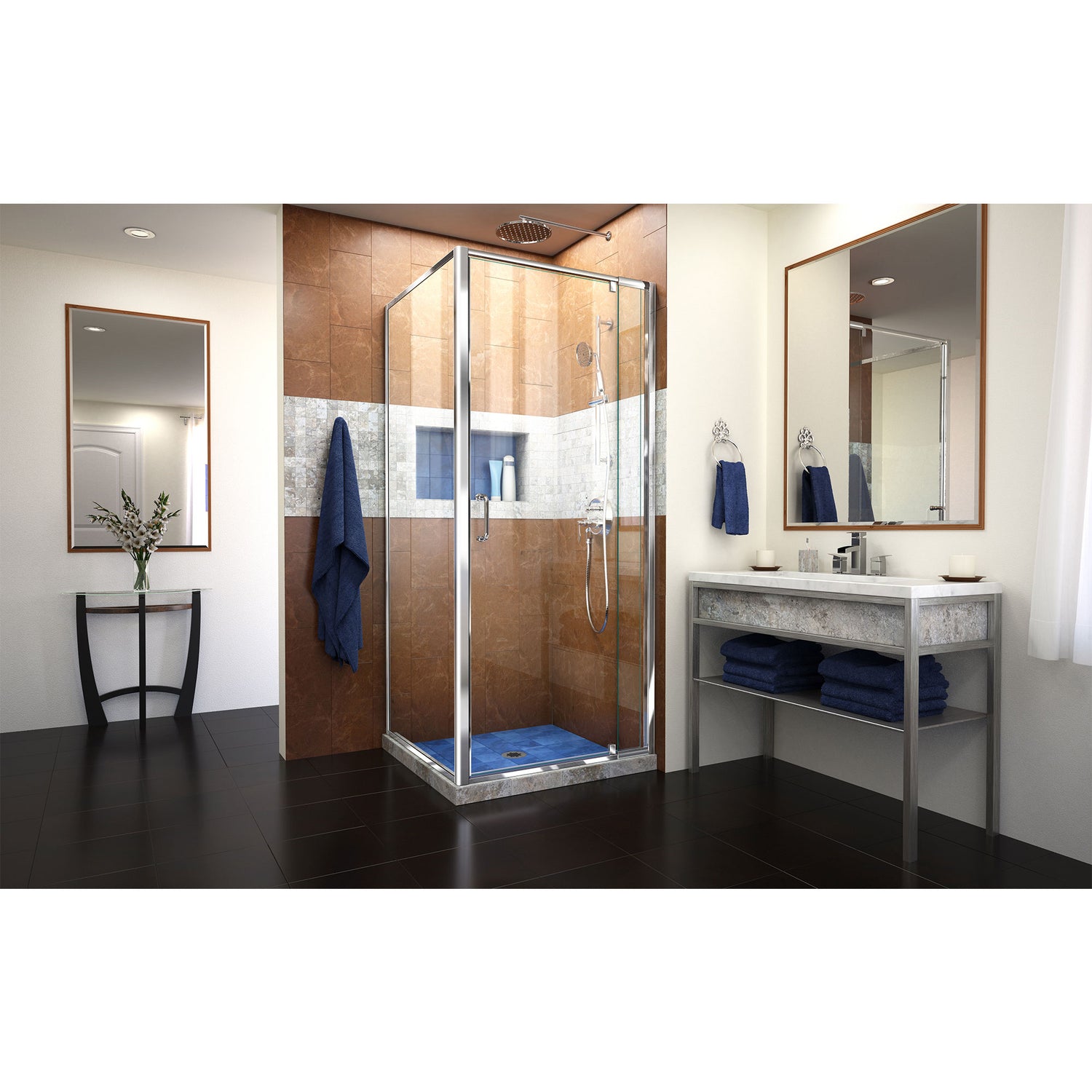 DreamLine Flex 30 1/2 in. D x 28-32 in. W x 72 in. H Semi-Frameless Pivot Shower Enclosure in Chrome