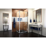 DreamLine Flex 36 in. D x 36 in. W x 74 3/4 in. H Semi-Frameless Pivot Shower Enclosure in Chrome with Corner Drain Black Base