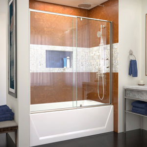DreamLine Flex 56-60 in. W x 58 in. H Semi-Frameless Pivot Tub Door in Brushed Nickel