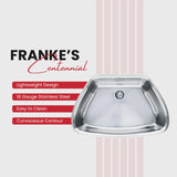 Franke CQX11024 Centennial Undermount Single Bowl Kitchen Sink, Medium