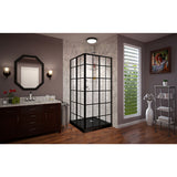 DreamLine French Corner 42 in. D x 42 in. W x 74 3/4 in. H Framed Sliding Shower Enclosure in Satin Black and Black Acrylic Base, DL-6790-09