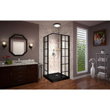 DreamLine French Corner 42 in. D x 42 in. W x 74 3/4 in. H Framed Sliding Shower Enclosure in Satin Black and Black Acrylic Base, DL-6790-09