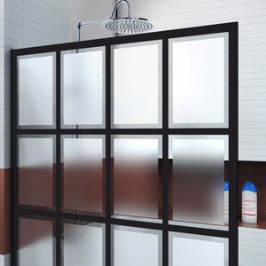 DreamLine French Linea Rhone 34 in. W x 72 in. H Single Panel Frameless Shower Door, Open Entry Design in Satin Black