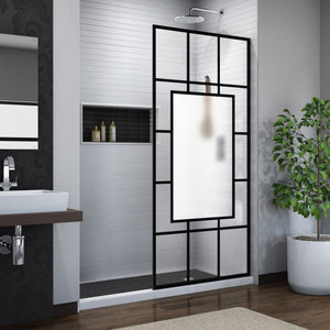 DreamLine French Linea Avignon 34 in. W x 72 in. H Single Panel Frameless Shower Door, Open Entry Design in Satin Black