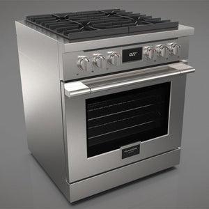 Fulgor Milano 30 in. 400 Series Accento Dual Fuel Range in Stainless Steel (F4PDF304S1)