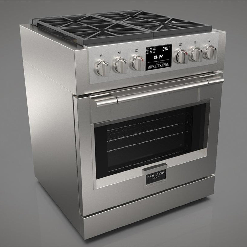Fulgor Milano 30 in. 600 Series Dual Fuel Range with 4 Burners in Stainless Steel (F6PDF304S1)