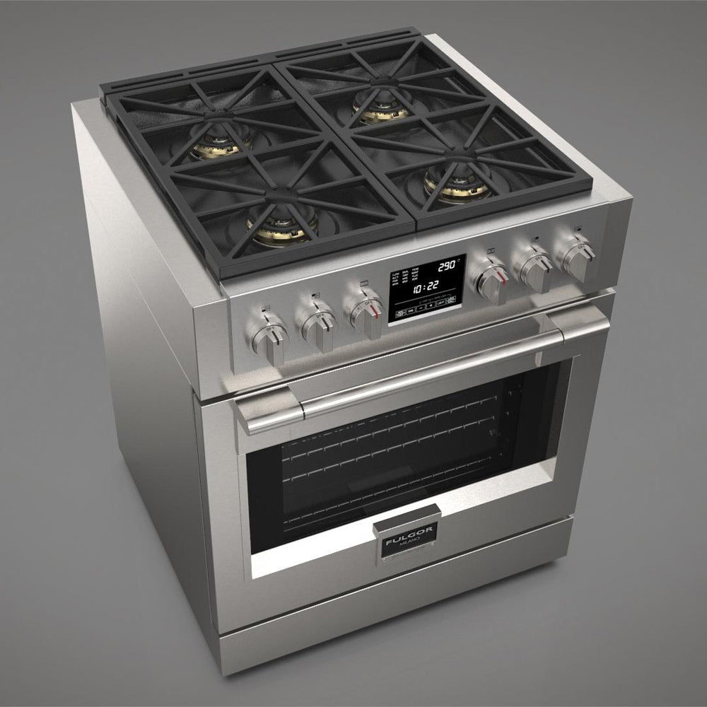 Fulgor Milano 30 in. 600 Series Dual Fuel Range with 4 Burners in Stainless Steel (F6PDF304S1)