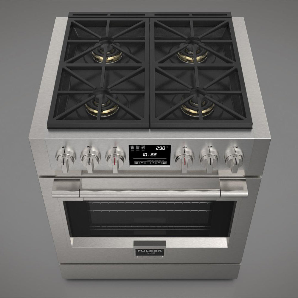 Fulgor Milano 30 in. 600 Series Dual Fuel Range with 4 Burners in Stainless Steel (F6PDF304S1)
