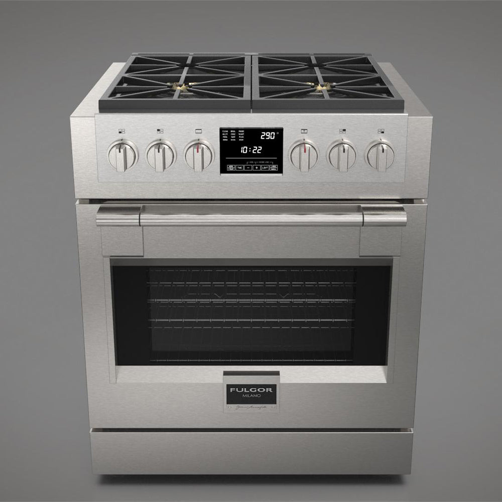 Fulgor Milano 30 in. 600 Series Dual Fuel Range with 4 Burners in Stainless Steel (F6PDF304S1)