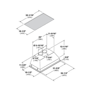 Fulgor Milano 34 in. 1000 CFM Professional Range Hood Insert with Knob Controls in Stainless Steel (F6BP34DS1)
