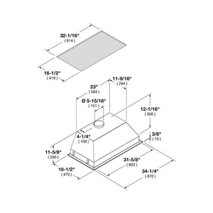Fulgor Milano 34 in. 600 CFM Professional Range Hood Insert in Stainless Steel (F6BP34S1)