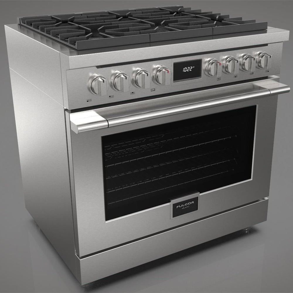 Fulgor Milano 36 in. 400 Series Accento Dual Fuel Range in Stainless Steel (F4PDF366S1)
