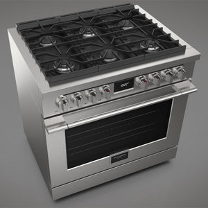 Fulgor Milano 36 in. 400 Series Accento Dual Fuel Range in Stainless Steel (F4PDF366S1)