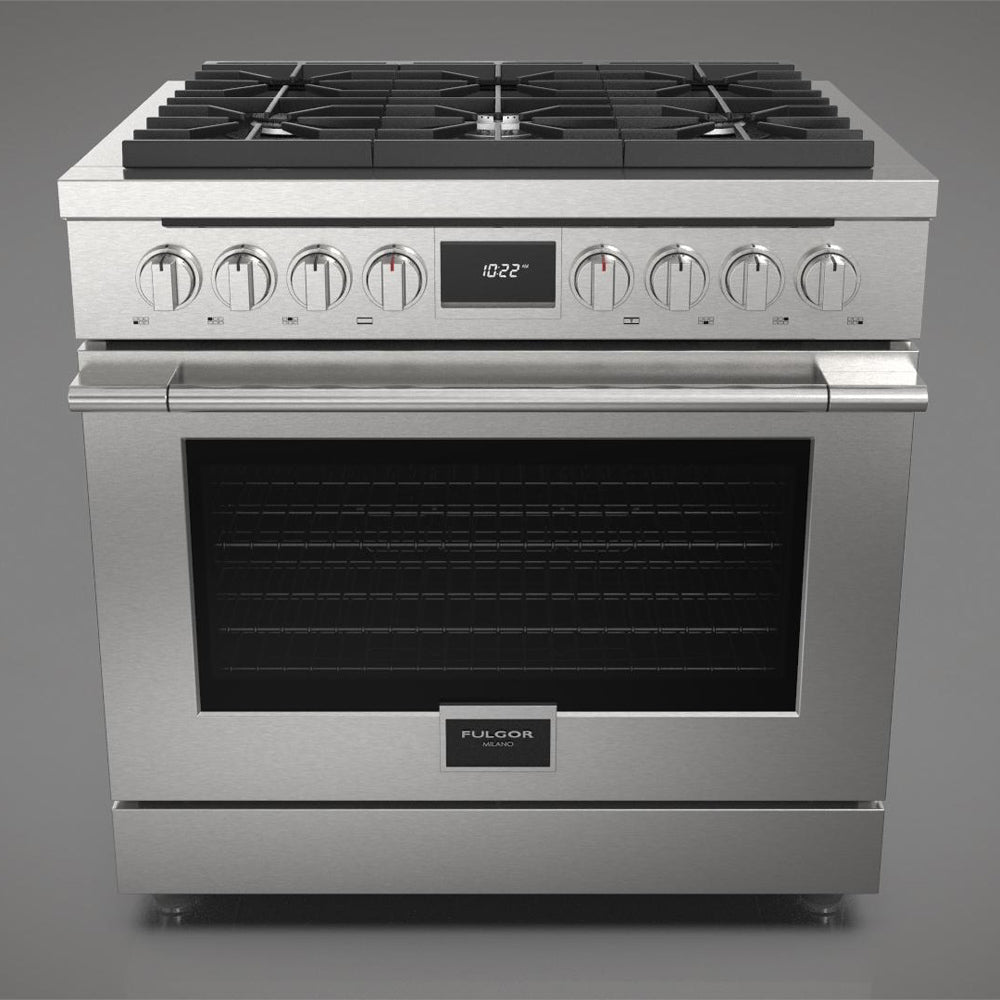 Fulgor Milano 36 in. 400 Series Accento Dual Fuel Range in Stainless Steel (F4PDF366S1)