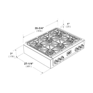 Fulgor Milano 36 in. 600 Professional Series All Gas Rangetop in Stainless Steel (F6GRT366S1)