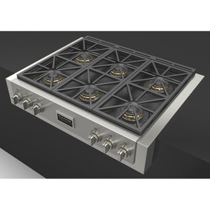 Fulgor Milano 36 in. 600 Professional Series All Gas Rangetop in Stainless Steel (F6GRT366S1)