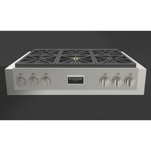 Fulgor Milano 36 in. 600 Professional Series All Gas Rangetop in Stainless Steel (F6GRT366S1)