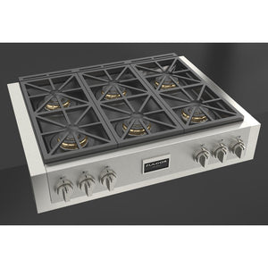 Fulgor Milano 36 in. 600 Professional Series All Gas Rangetop in Stainless Steel (F6GRT366S1)