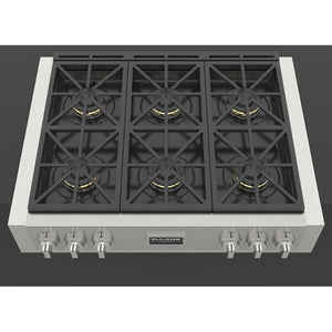 Fulgor Milano 36 in. 600 Professional Series All Gas Rangetop in Stainless Steel (F6GRT366S1)