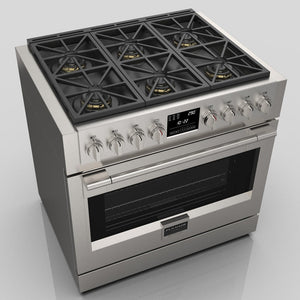 Fulgor Milano 36 in. 600 Series Dual Fuel Range with 6 Burners in Stainless Steel (F6PDF366S1)