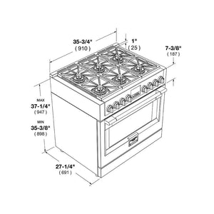 Fulgor Milano 36 in. 600 Series Pro All Gas Range with 6 Burners in Stainless Steel (F6PGR366S2)