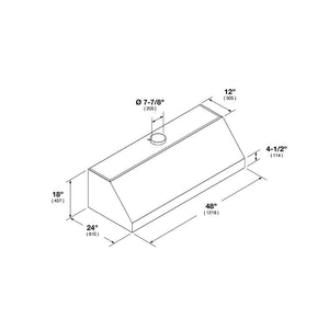 Fulgor Milano 48 in. 1000 CFM Professional Under Cabinet Range Hood with Knob Control in Stainless Steel (F6PH48DS1)