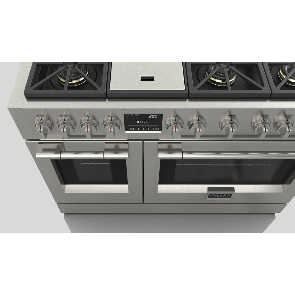 Fulgor Milano 48 in. 600 Series Dual Fuel Range with 6 Burners and Trilaminate Griddle in Stainless Steel (F6PDF486GS1)