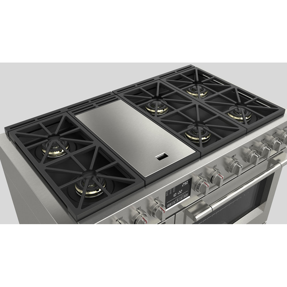 Fulgor Milano 48 in. 600 Series Dual Fuel Range with 6 Burners and Trilaminate Griddle in Stainless Steel (F6PDF486GS1)