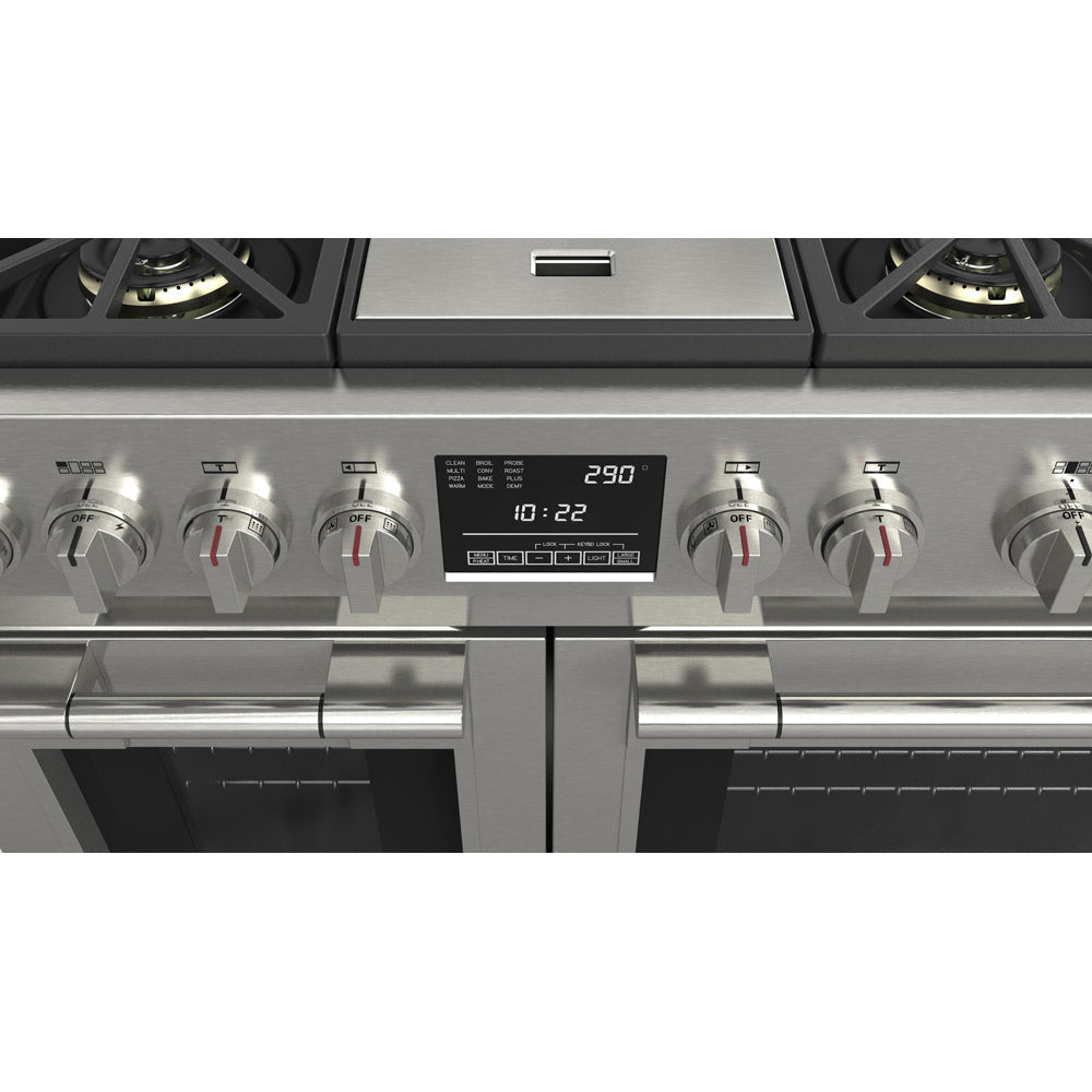 Fulgor Milano 48 in. 600 Series Dual Fuel Range with 6 Burners and Trilaminate Griddle in Stainless Steel (F6PDF486GS1)