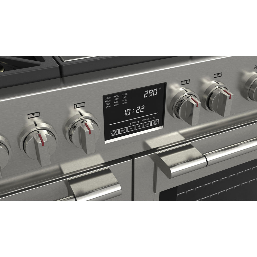 Fulgor Milano 48 in. 600 Series Dual Fuel Range with 6 Burners and Trilaminate Griddle in Stainless Steel (F6PDF486GS1)