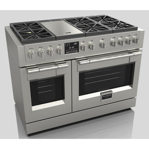 Fulgor Milano 48 in. 600 Series Dual Fuel Range with 6 Burners and Trilaminate Griddle in Stainless Steel (F6PDF486GS1)
