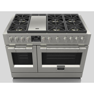 Fulgor Milano 48 in. 600 Series Dual Fuel Range with 6 Burners and Trilaminate Griddle in Stainless Steel (F6PDF486GS1)