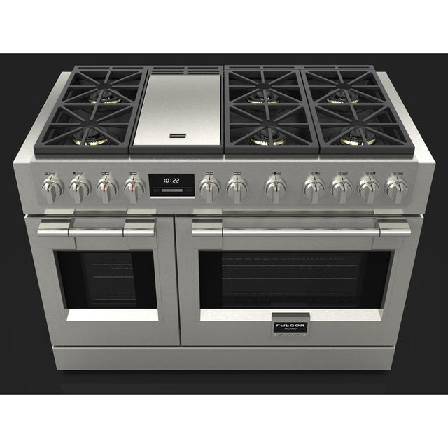 Fulgor Milano 48 in. 600 Series Pro All Gas Range with 6 Burners and Trilaminate Griddle in Stainless Steel (F6PGR486GS2)