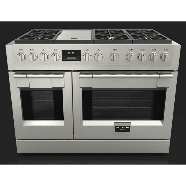 Fulgor Milano 48 in. 600 Series Pro All Gas Range with 6 Burners and Trilaminate Griddle in Stainless Steel (F6PGR486GS2)