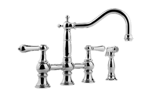 GRAFF Polished Chrome Bridge Kitchen Faucet with Side Spray G-4845-LM34-PC