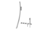 GRAFF Steelnox (Satin Nickel) Luna Wall-Mounted Tub Filler w/Wall-Mounted Handles & Handshower Set G-6054-C14U-SN