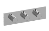 GRAFF Steelnox (Satin Nickel) M-Series Square 3-Hole Trim Plate with Round Handles (Horizontal Installation) G-8057H-RH0-SN-T